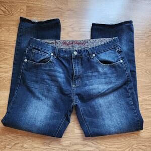 English Laundry Jeans Mens Size 36x30 Straight Leg Distressed Dark Wash Blue